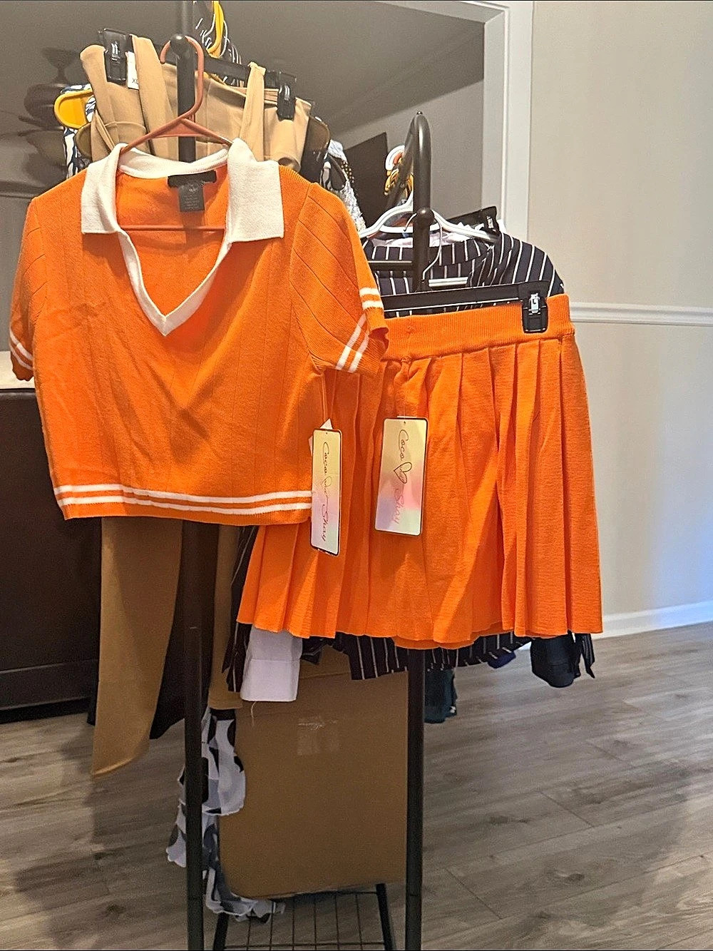 Coco & Shay Orange & White Knit Set XL NWT
